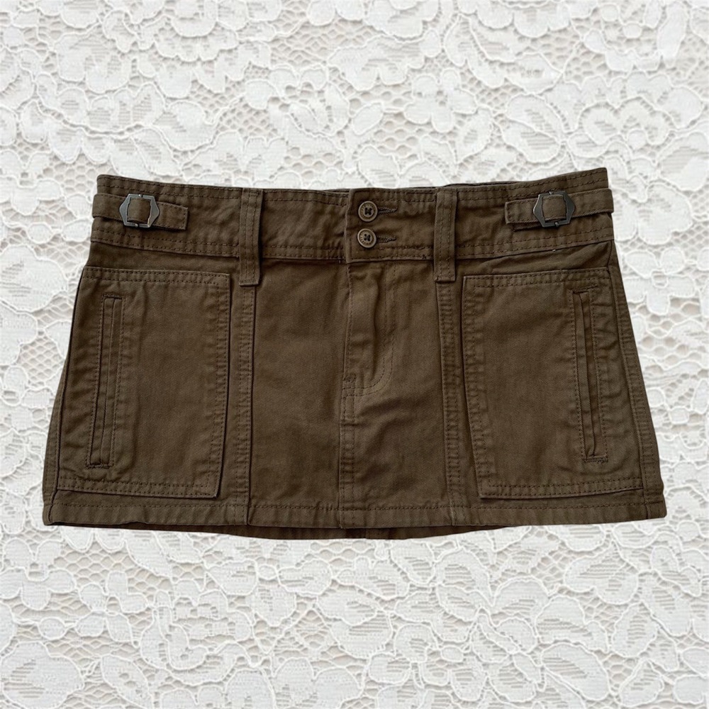 brandy melville green cargo mini skirt